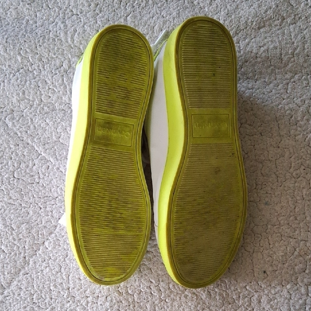 Calvin Klein White and Neon Green Sneakers - Picture 6 of 7